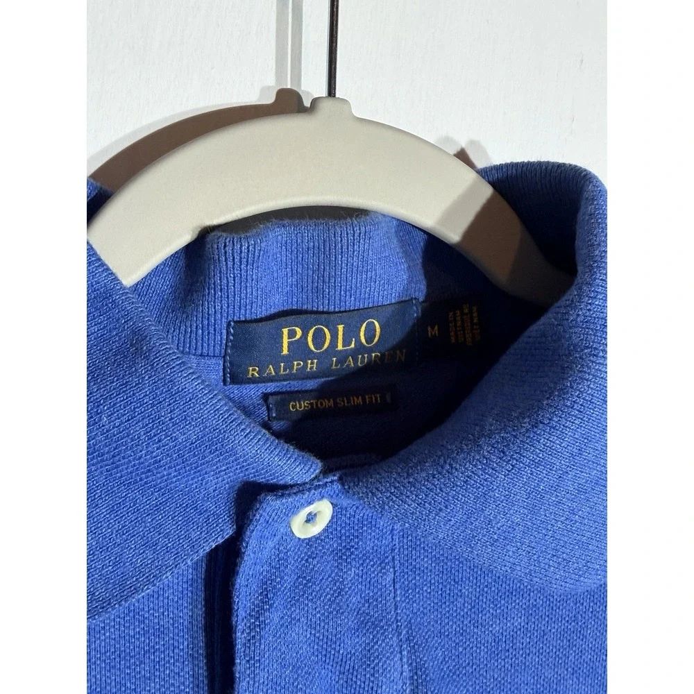 Polo Ralph Lauren Royal Blue- Orange Pony Cotton Mesh Shirt Custom Slim Fit-M